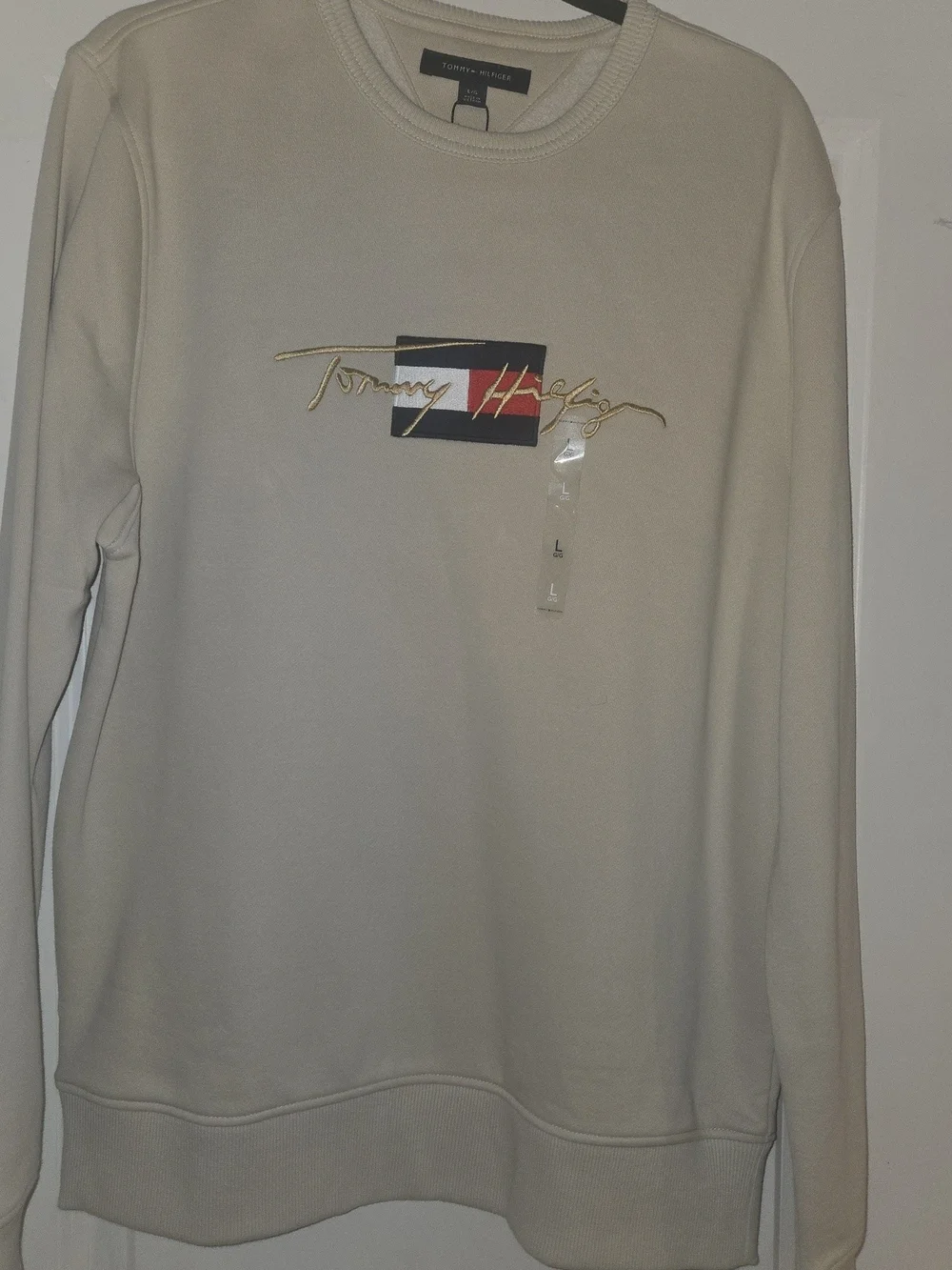 Tommy Hilfiger Men's Cream Logo Crewneck Sweatshirt